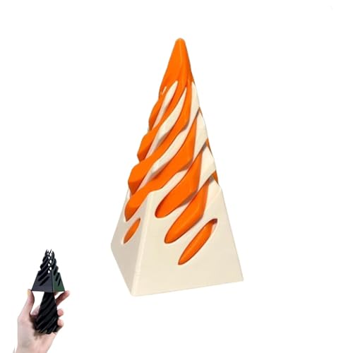 Frenaki Unmögliche Pyramiden-Passthrough-Skulptur – 3D-gedrucktes Spiralkegel-Spielzeug, Unendlichkeits-Spiralpyramide-Zappelspielzeug, lustige Mini-Pyramidenstatue, Modell-Desktop-Spielzeug (9#) von Frenaki