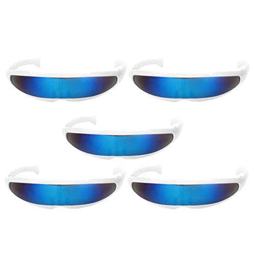 freneci 5xBlue Mirrored Futuristic Sonnenbrille Visier Brille Kostüm von Freneci