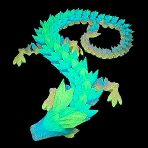 3D-gedruckter Drache, beweglicher Drache, Kristalldrache, 3D-Druck, Regenbogen-leuchtender Drache, 30 cm, Weihnachtsmobilität und Halloween-Dekoration, Ornament für Zuhause, Desktop-Dekoration von Frfik