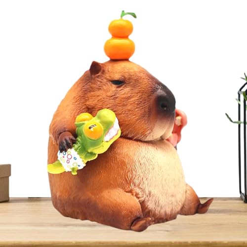Frfik Capybara-Statue, lustige Tierfiguren,Handbemaltes Capybara Spielzeugmodell | Capybara Statue Tierornament, Capybara Modellspielzeug, Statue Tierornament, handbemaltes Spielzeug für Auto von Frfik