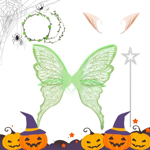 Frfik Cosplay Schmetterlingsfee Outfit - Engelsflügel für Halloween Kostüme & Cosplay - Elastische Verkleidungs-Accessoires Mit Blumenhaarreif Für Kinder Und Erwachsene Frfik Cosplay Schmetterlingsfee Outfit - Engelsflügel für Halloween Kostüme & Cosplay - Elastische Verkleidungs-Accessoires Mit Blumenhaarreif Für Kinder Und Erwachsene von Frfik