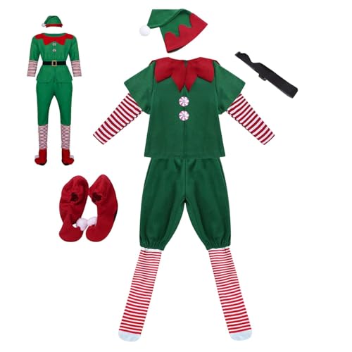 Frfik Elfen-Kostüm für Kinder – Weihnachtsmann-Helfer-Kostüm, Urlaubs-Elfenanzug, Kleid Outfit für Kinder und Erwachsene, Weihnachten, Cosplay von Frfik