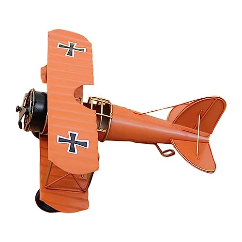 Frfik Flugzeug-Ornament, Schmiedeeiserne Flugzeug-Gleiter-Doppeldecker, 10 x 9 x 5 cm, Doppeldecker-Modell, -Anhänger für Büros, Kaminsimse, Bar, Bücherregale von Frfik