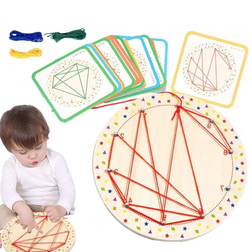 Frfik Geoboards für Kinder, Geoboard aus Holz - Lernspielzeug zum Aufwickeln von Fäden - Feinmotorik-Lernspielzeug für Mädchen und im Vorschulalter im Alter von 3–5 Jahren von Frfik