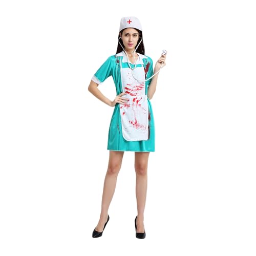 Frfik Halloween-Kostüm, Zombie-Kostüm, Krankenschwesteroutfit für Erwachsene, Halloween, Set und Cosplay-Zubehör für Frauen, Mädchen, Jugendliche, und Männer, Karneval, Partys Frfik Halloween-Kostüm, Zombie-Kostüm, Krankenschwesteroutfit für Erwachsene, Halloween, Set und Cosplay-Zubehör für Frauen, Mädchen, Jugendliche, und Männer, Karneval, Partys von Frfik