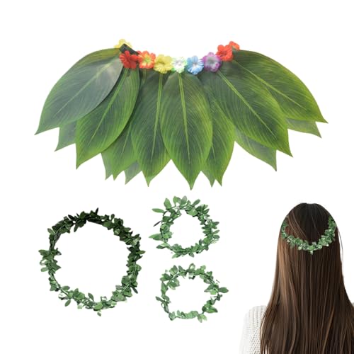 Frfik Hawaii Kostüm - Hawaii Stirnband + Armbänder | Leichtes Atmungsaktives Tropenkleid Mit Realistischem Blattdesign Stirnband Für Familienfeiern Geburtstag Hochzeit Poolparty Frfik Hawaii Kostüm - Hawaii Stirnband + Armbänder | Leichtes Atmungsaktives Tropenkleid Mit Realistischem Blattdesign Stirnband Für Familienfeiern Geburtstag Hochzeit Poolparty von Frfik
