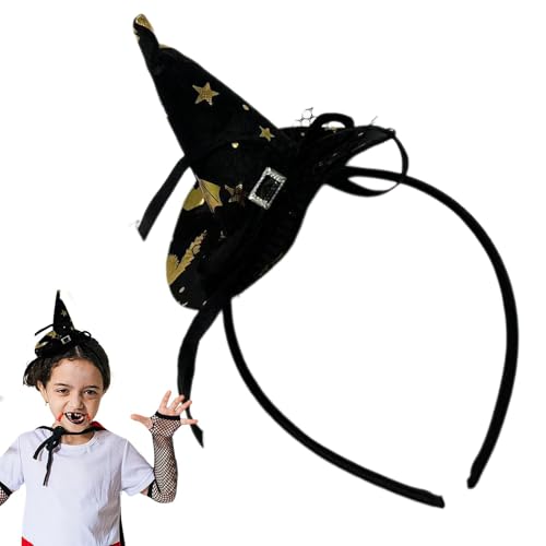 Frfik Hexenhut-Stirnband - Stirnbanddekoration | Halloween-Kostüme für Damen | Schwarzer Kopfschmuck, Partyzubehör, Schleife, Spitze, Hexenhut, Kopfschmuck, Haardekoration für Cosplay von Frfik