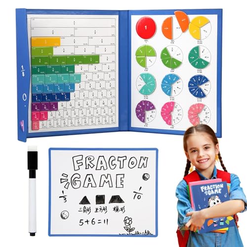 Frfik Magnetische Fraktionsplättchen, Fraktionsmanipulations-Klassenset | Magnetische Brüche Pädagogische Manipulative,Mathespielzeug mit Bruchstreifen, Bruchplättchen und Kreisen für die Grundschule von Frfik