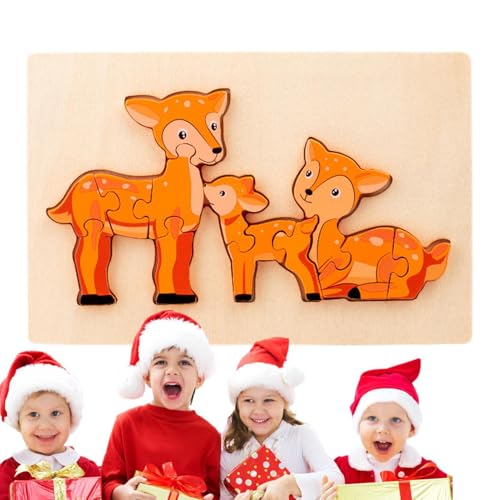 Frfik Pädagogisches 3D-Cartoon-Puzzle,Pädagogisches 3D-Cartoon-Puzzle für Kinder - 3D-Puzzles Lernpuzzles aus Holz | Lernspielzeug-Puzzles für Kleinkinder im Alter von 1–3 Jahren, Zuhause, Reisen, von Frfik