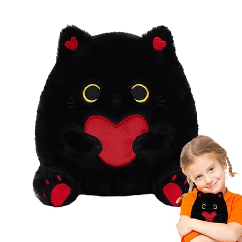 Frfik Plüschtiere Schwarze Katze,Plüsch Schwarze Katze | Süße Stoffpuppe - 9,8-Zoll-Kuscheltierkissen, niedliche Tierplüschtiere, weiches Tierpuppenkissenspielzeug für Kinder und Erwachsene von Frfik