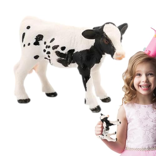 Frfik Spielzeug-Kalb-Figuren - Langlebiges, realistisches Holstein-Kuhspielzeug - Pädagogisches Lernspielzeug, Bauernhofspielzeug, Spielzeugkühe, Geschenk für über 3-jährige Kinder von Frfik