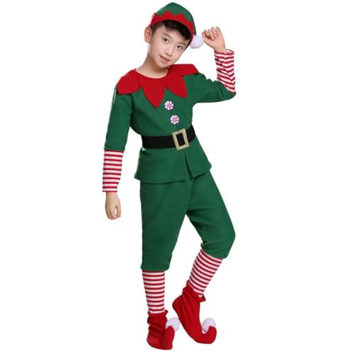 Frfik Weihnachtselfen-Kostüm für Damen – Weihnachtsmann-Helfer-Kostüm, Urlaubselfen-Kostüm für Kinder und Erwachsene, Cosplay-Kleidung für Weihnachten von Frfik