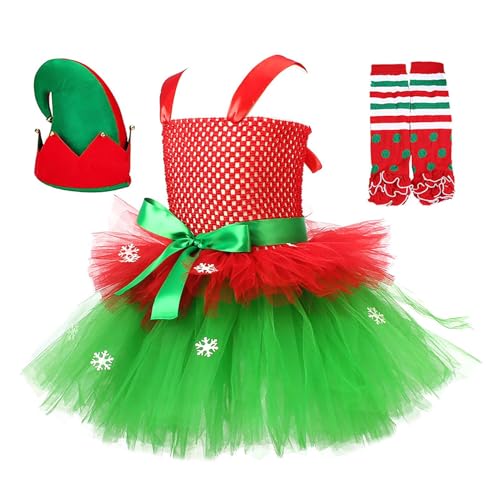 Frfik Weihnachtskleid Mädchen - Weihnachtskostüm mit Hut und Socken - Ärmelloses Tüllkleid für 2-12 Jahre Wintertag Rollenspiel Party Bühnenauftritt Fotografie Frfik Weihnachtskleid Mädchen - Weihnachtskostüm mit Hut und Socken - Ärmelloses Tüllkleid für 2-12 Jahre Wintertag Rollenspiel Party Bühnenauftritt Fotografie von Frfik