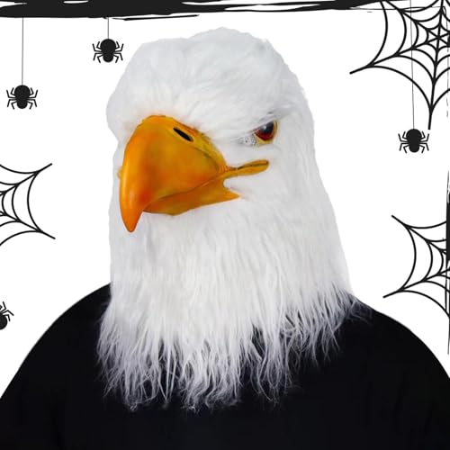 Frfik Weißer Maskk Kopfmaske | Weißkopfseeadler Kostüm Weiß Kopfbedeckung | Tier Vogel Kopfbedeckung Halloween Karneval Kostüm für Ostern Kostüm Party Photo Booth Bühnenshow von Frfik