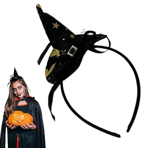 Halloween Hexenhut | Hexenhut Totenkopf Stern Kopfbedeckung | Hexenhut auf Stirnband Halloween Verkleidung Zubehör | Kostüm & Cosplay Hexenhut Dekoration, Halloween Dress Up und Mädchen von Frfik