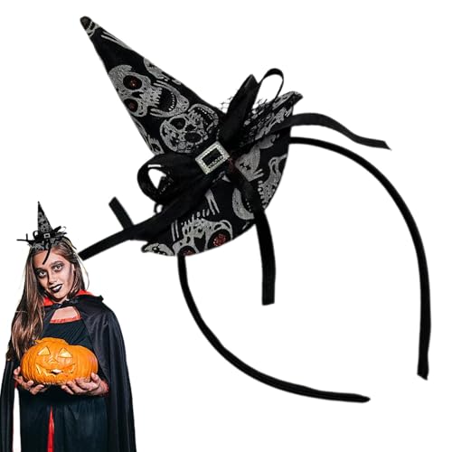 Halloween Hexenhut | Hexenhut Totenkopf Stern Kopfbedeckung | Hexenhut auf Stirnband Halloween Verkleidung Zubehör | Kostüm & Cosplay Hexenhut Dekoration, Halloween Dress Up und Mädchen von Frfik