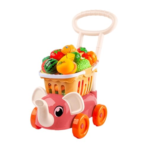 Kinder-Einkaufswagen-Spielset | Spielzeug-Einkaufswagen für Lebensmittel | Spielzeug-Einkaufswagen für Kinder | Lebensmittelspielzeug in Elefantenform | lehrreich und vorgetäuscht, Spaß mit 16 Stück von Frfik