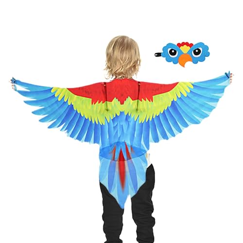 Papageienkostüm – Papageienflügel-Kostüm, 111,8 cm große Flügel – Polyester Cosplay Vogelflügel Umhang & Umhang – Verkleiden Sie Kleidung für Genuss, Vogel-Mottopartys und von Frfik