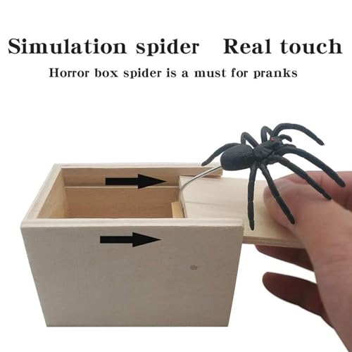 Spider Prank Box - Streich Spinne Angst Box | Holz Prank Spider Scare Box | Überraschungs Streichschachtel Für Kinder Erwachsene Party Favors, Lustige praktische Überraschungswitze von Frfik