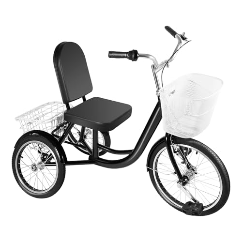 Dreirad Erwachsene faltbares Fahrrad ältere Menschen 3-Rad-Fahrräder mit Rücken Gepäckkorb bequemem Sitz Senioren Damen Herren zum Einkaufen 135x66CM von Fricienc