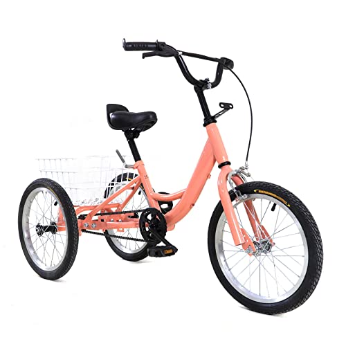 Fridgestea 16 Zoll Dreirad für Kinder ab 7-10 Jahre, 3 Räder Kinderfahrrad für Jungen Mädchen, Single Speed Trike Kinderfahrräder Cruiser Bike mit Korb von Fridgestea