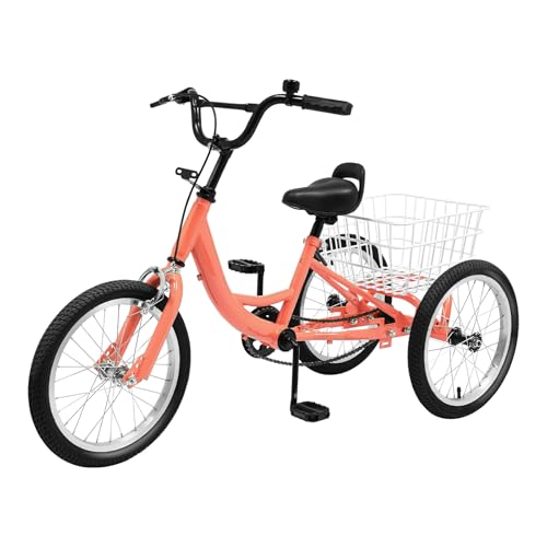 Fridgestea 16 Zoll Dreirad für Kinder ab 7-10 Jahre, 3 Räder Kinderfahrrad für Jungen Mädchen, Single Speed Trike Kinderfahrräder Cruiser Bike mit Korb von Fridgestea