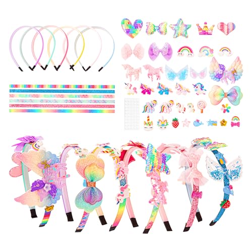 Haarreifen Mädchen, 6 Stück EinhornHaarreifen Bastelset Kinder Kreative Haarschmuck Basteln Geschenke DIY Basteln Einhorn Haaraccessoires Geburtstagsgeschenk ab 4-12 Jahre von Friedwohl