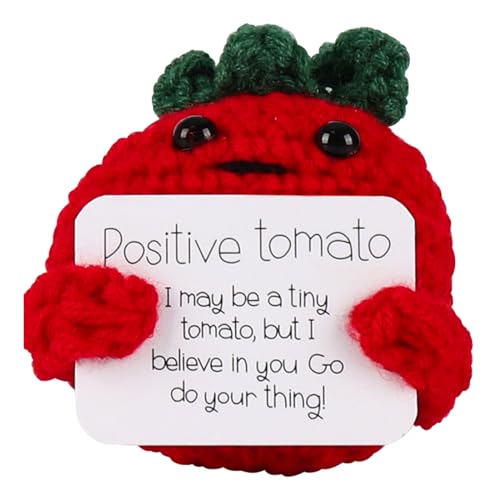 Friedwohl Handgefertigtes emotionales eingelegte Tomate, niedliche handgewebte Verzierungen, gehäkelte Unterstützungsgurken mit Holzsockelverzierung für den Bürotisch, Weihnachtsstrickpuppen von Friedwohl