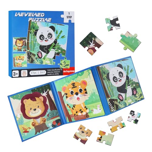 Magnet Puzzle, Kinderpuzzle, Tier Puzzle für Kinder, 37 Teile Magnetische Puzzle Für Reisen Kinder, 3-in-1 Magnetpuzzle, Lernspielzeug, Fördert Motorik + Konzentration, Reisespiele Kinder ab 3 von Friedwohl