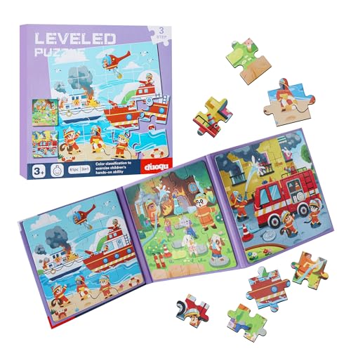 Magnet Puzzle, Kinderpuzzle, Feuerlöschung Puzzle für Kinder, 61 Teile Magnetische Puzzle Für Reisen Kinder, 3-in-1 Magnetpuzzle, Lernspielzeug, Fördert Motorik+Konzentration, Reisespiele Kinder ab 3 von Friedwohl