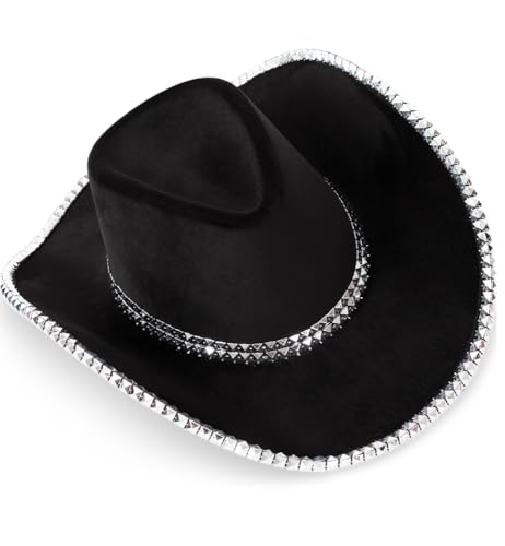 Fries Cowboyhut schwarz mit Glitzer | Sheriff Hut Wilder Westen | Cowgirl Cowboy von Fries