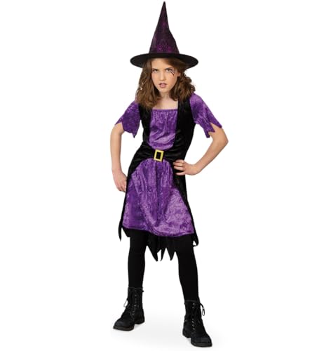 Hexenkleid Mayla für Halloween oder Fasching - Geheimnisvoll und Stilvoll in Schwarz und Lila Größe: 140, 152, 164 (140) von Fries