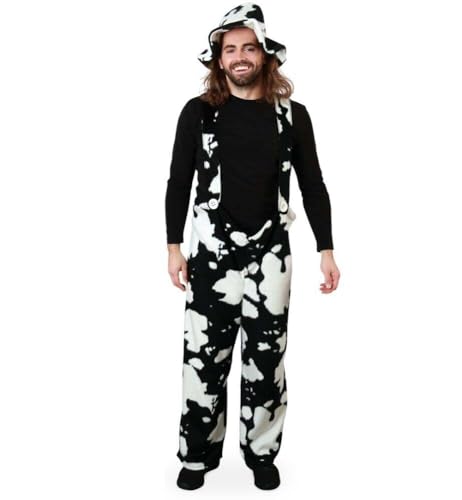 Kostüm Lila Kuh | Kuhhose Latzhose aus Plüsch schwarz weiß | Erwachsene Fasching Karneval (XL) von Fries