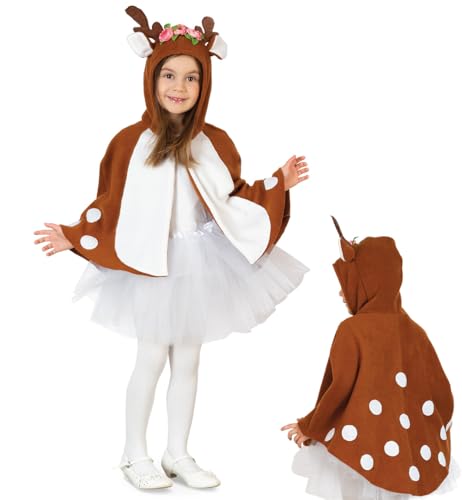 Reh Kostüm Rehkitz Fanny mit Blumengeweih für Kinder Gr. 98-116 braun Tier Cape Tierkostüm Fasching Karneval (104/116) von Fries