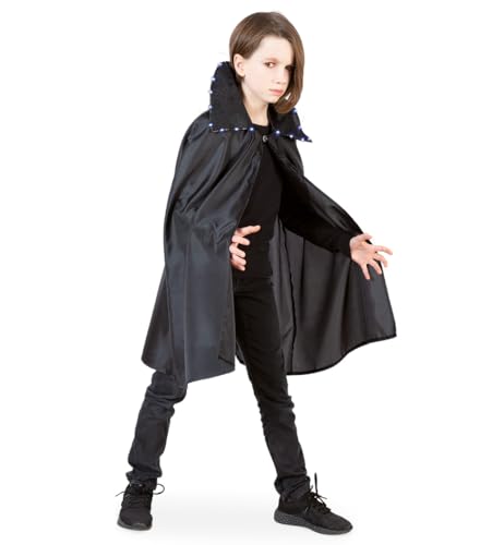 ‍Schwarzes Halloween Cape mit LED-Beleuchtung - Für einen aufregenden Auftritt in der Dunkelheit erhältlich in den Größen: 104/116, 128/140 oder 152/164 (128/140) von Fries