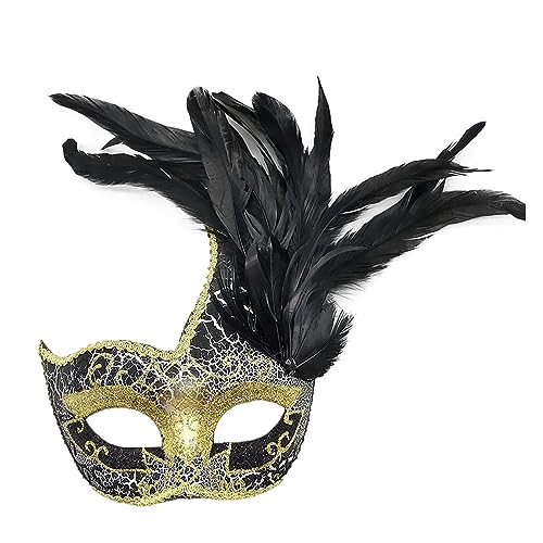 Frifer Feder-Maskerade-Gesichtsbedeckung | Maskerade Gesichtsbedeckung - Halbe Halloween-Gesichtsbedeckung, Halloween-Gesichtsbedeckung für Halloween-Party von Frifer