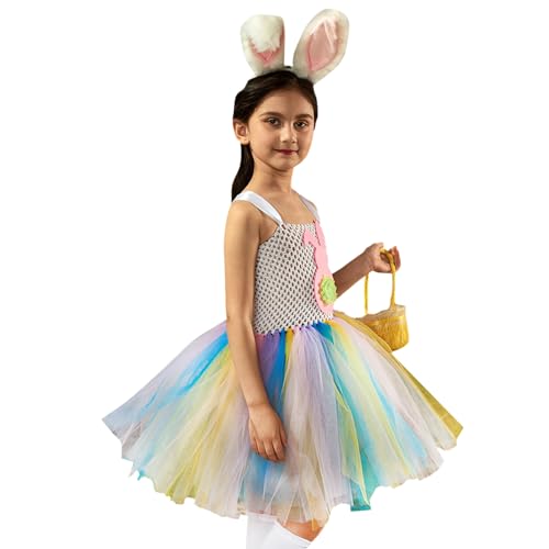 Frifer Osterhasen-Tutu - Kaninchen-Kostüm-Tutu-Kleid für Kinder,Tutu-Outfit für Mädchen im Alter von 2–10 Jahren, Kaninchen-Outfit, Weihnachts-Cosplay-Kostüm für Ostern, Halloween, Cosplay-Party von Frifer