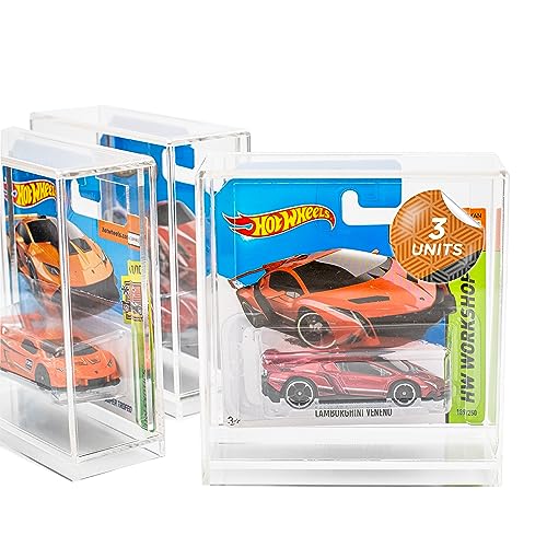 Acryl Vitrine Schaukasten für Hot Wheels – Hochwertige Acryl Display Case für Hot Wheels Modelle – Acrylbox für sicheren Schutz und klare Präsentation (Short Card) (3 Stück) von Friki Monkey