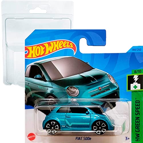 Friki Monkey Hot Wheels Fiat 500e HW Green Speed 8/10 (144/250) HKH59 Short Card Mattel 2023 + Blister & Card Protector Pack von Friki Monkey