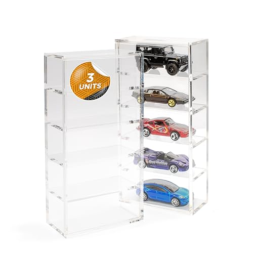 Friki Monkey Hot Wheels Loose Ausstellungsvitrine mit 5 Höhen, Plexiglas für Hot Wheels, Vitrine für Autosammlungen, Maßstab 1:64, Hot Wheels Display Case (Loose) (3 Stück) von Friki Monkey