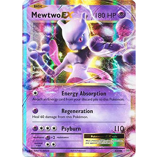 Original Pokemonkarten Jumbo XXL, Karten GX, V, EX, Extra Near Mint Protection, Promo-Karte auf Englisch (Mewtwo EX 52/108) von Friki Monkey