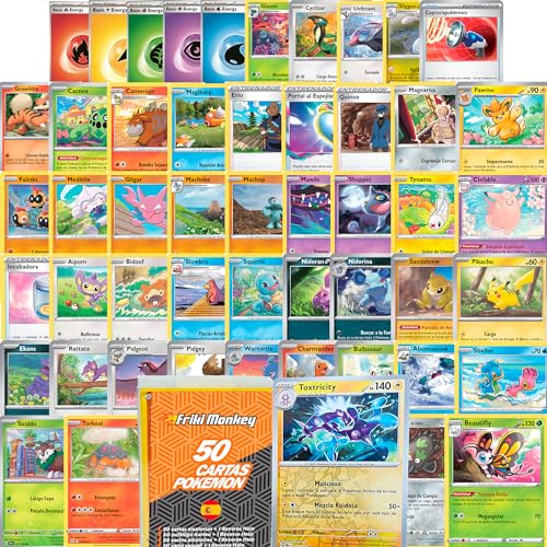 Original Pokemon Kartenset auf Spanisch, 45 Common Karten + 1 Reverse Holo zufällig von Friki Monkey