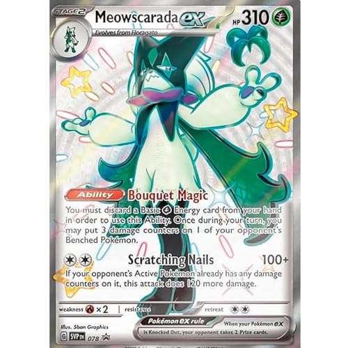 Riesige Pokemon-Karten, Promo, GX, VMAX, EX, Vstar oder V, Jumbo-Karte, XXL, Pokémon-Werbebox, offizielle Karte, englische Sprache (Meowscarada EX) von Friki Monkey