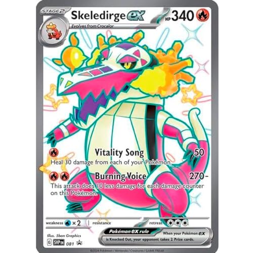 Riesige Pokemon-Karten, Promo, GX, VMAX, EX, Vstar oder V, Jumbo-Karte, XXL, Pokémon-Werbebox, offizielle Karte, englische Sprache (Skeledirge EX) von Friki Monkey