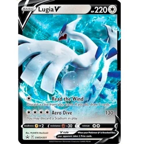 Riesige Pokémon-Promo-Karte, GX, VMAX, EX, Vstar oder V, Jumbo-Karte, XXL-Karte, Pokémon-Werbe-Box-Karte, offizielle Karte in englischer Sprache (Lugia V SWSH301) von Friki Monkey