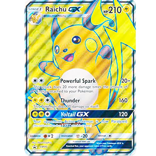 Riesige Pokémon-Promo-Karte, GX, VMAX, EX, Vstar oder V, Jumbo-Karte, XXL-Karte, Pokémon-Werbebox, offizielle englische Sprache (Raichu GX SM90) von Friki Monkey