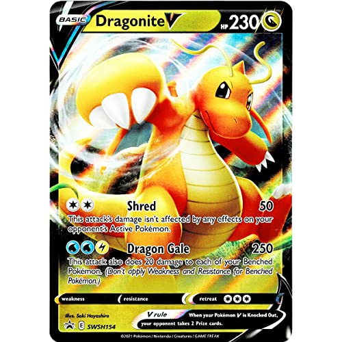 Riesige Pokémon-Promo-Karte, GX-Karte, VMAX, EX, Vstar oder V, Jumbo-Karte, XXL-Karte, Pokémon-Werbebox, offizielle Karte, englische Sprache (Dragonite V SWSH154) von Friki Monkey