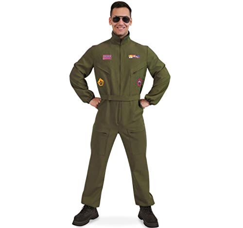 Fritz Fries & Söhne GmbH & Co Herren Kostüm Kampfpilot Overall grün Militär Pilot Flieger-Uniform (L) von Fritz Fries & Söhne GmbH & Co