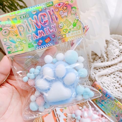 Frogetu 1 Stück Katzenpfoten Squeeze Toys,Süße Weiche Cat Squishy Spielzeug,Squishy Toy,Squishy Spielzeug Pinch Family Anxiety Toy,Cat Paw Anti Stress Ball,Angst Relief,Anti Stress (Blau) von Frogetu