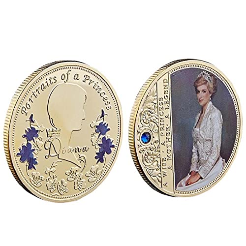 Froiny 1 Stück Königin Gedenkmünze Princess Diana Picture Gold Coin Rose Collection von Froiny